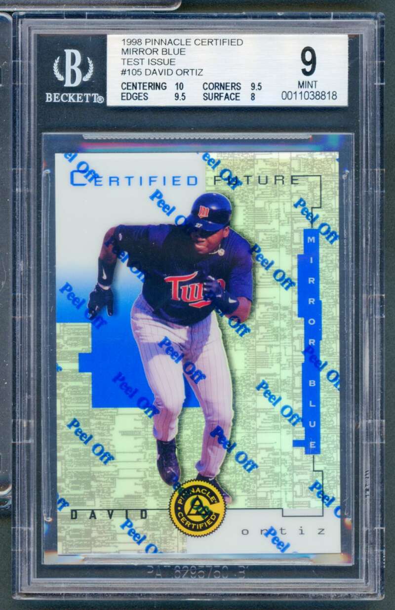 David Ortiz Rookie 1998 Pinnacle Certified Mirror Blue Test Issue #105 BGS 9 Image 1