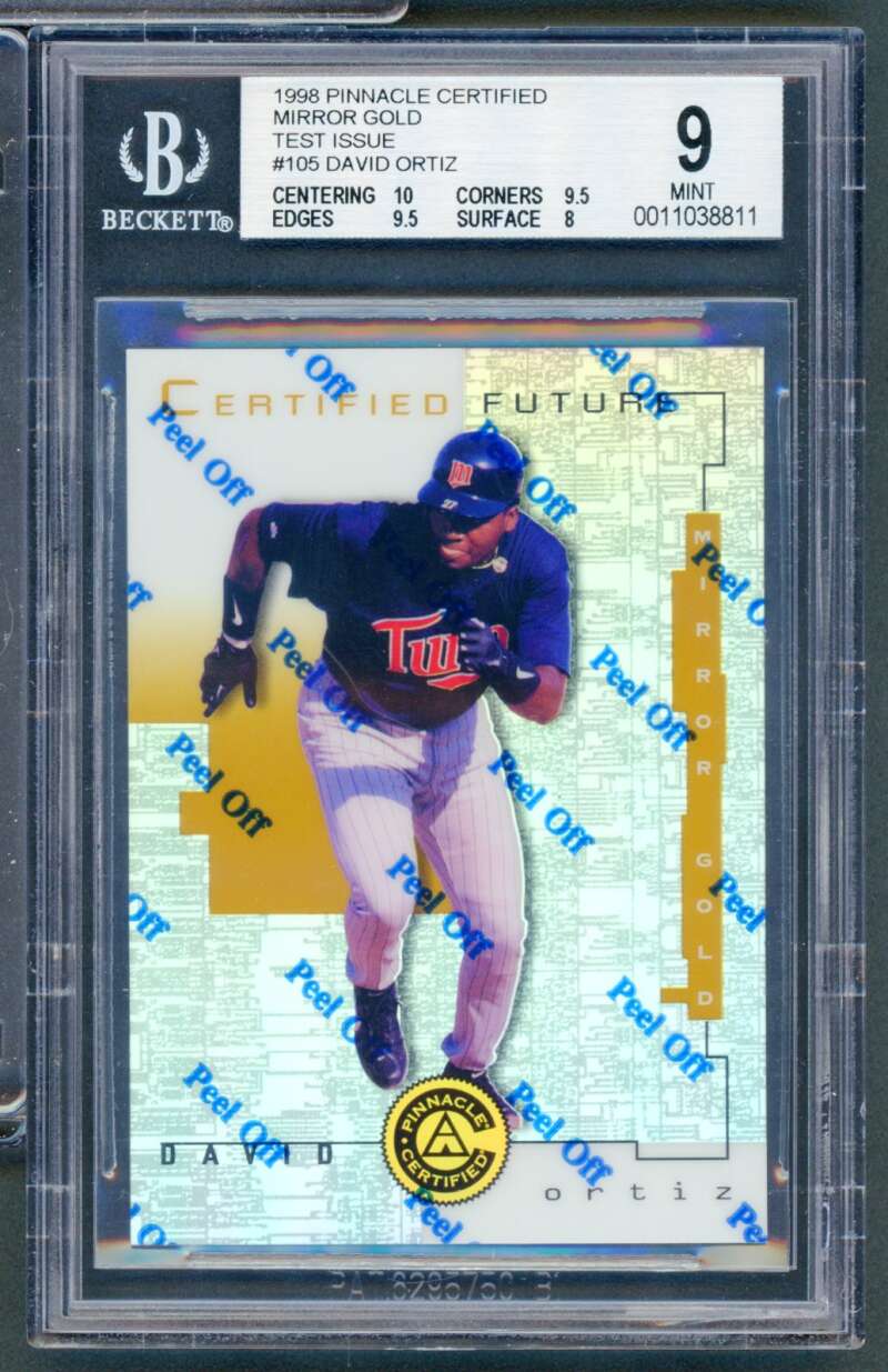 David Ortiz Card 1998 Pinnacle Certified Mirror Gold Test Issue #105 BGS 9 Image 1