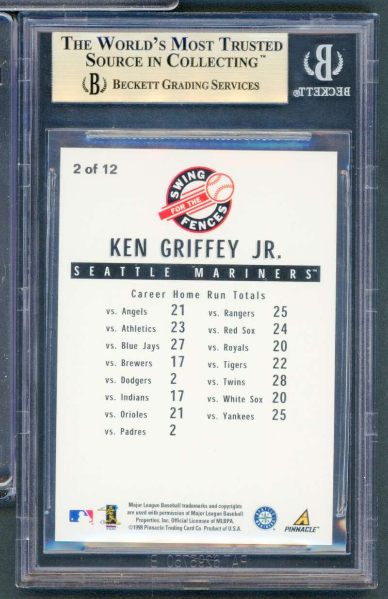 Ken Griffey Jr 1998 Pinnacle Performers Swing For The Fences Upgrade #2 BGS 9.5 Image 2