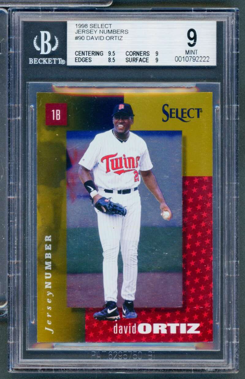 David Ortiz Rookie Card 1998 Select Jersey Numbers #90 BGS 9 Image 1