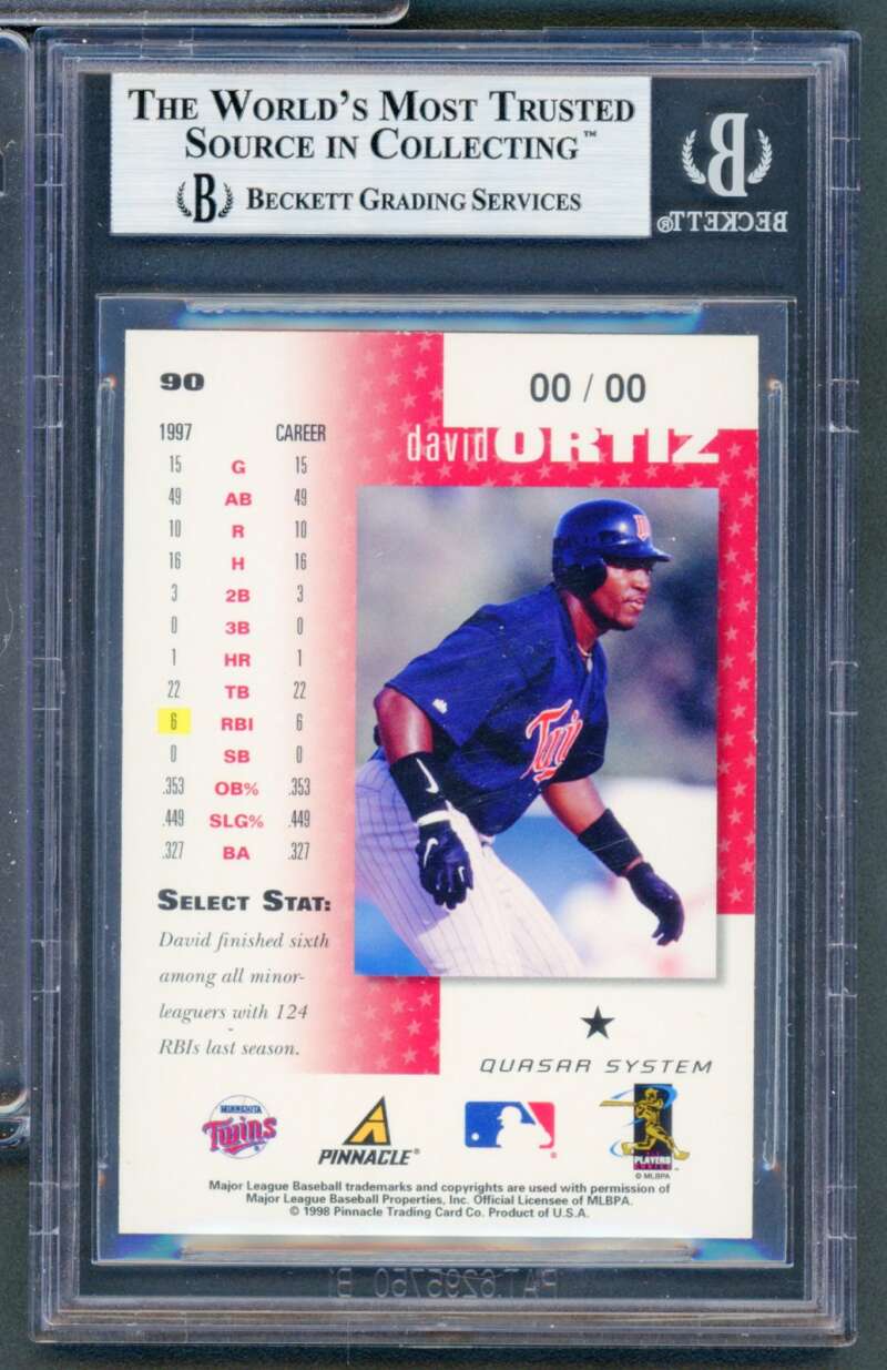 David Ortiz Rookie Card 1998 Select Jersey Numbers #90 BGS 9 Image 2