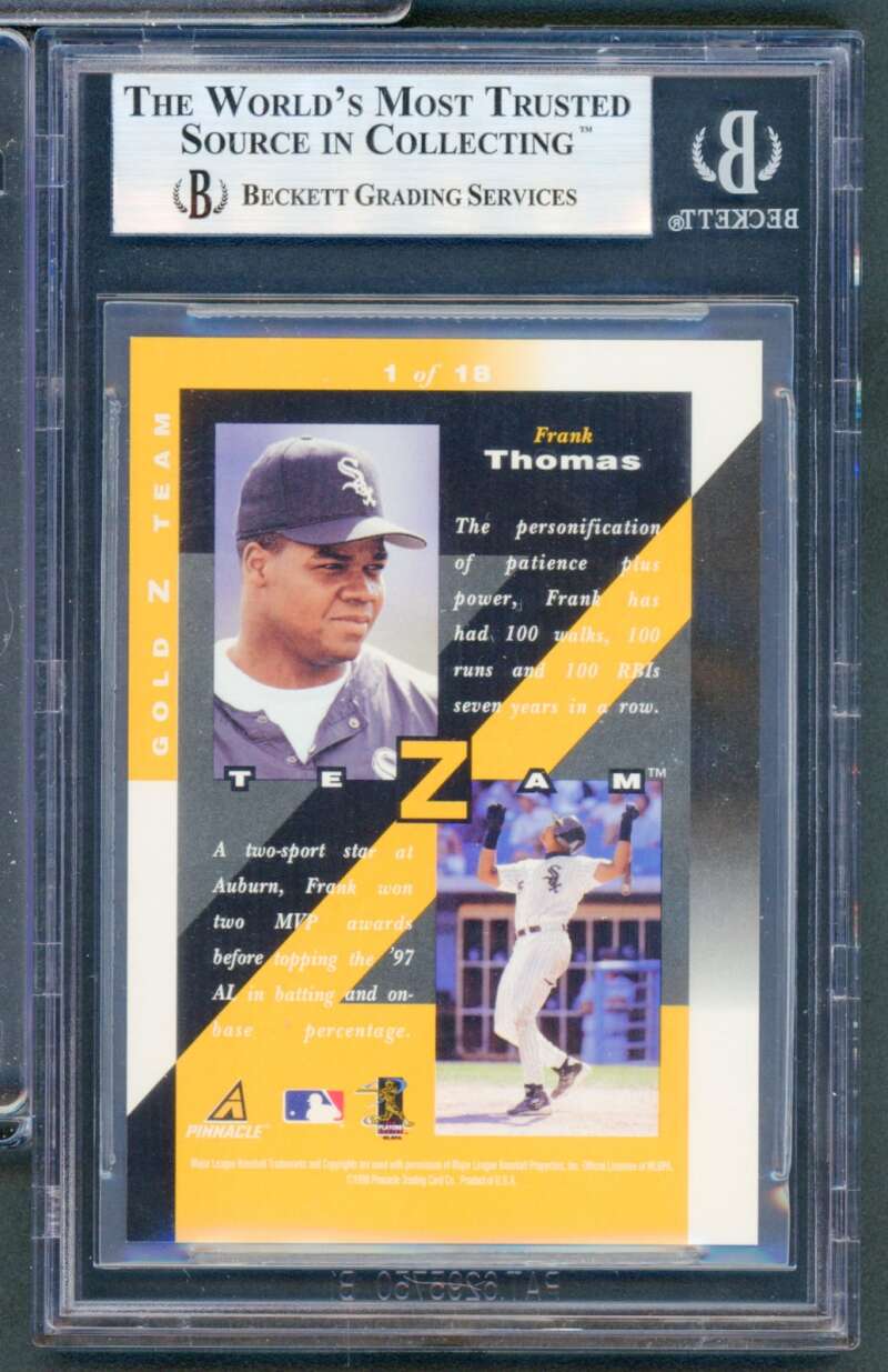 Frank Thomas Card 1998 Zenith Z-Team Gold #1 (pop 1) BGS 9 Image 2