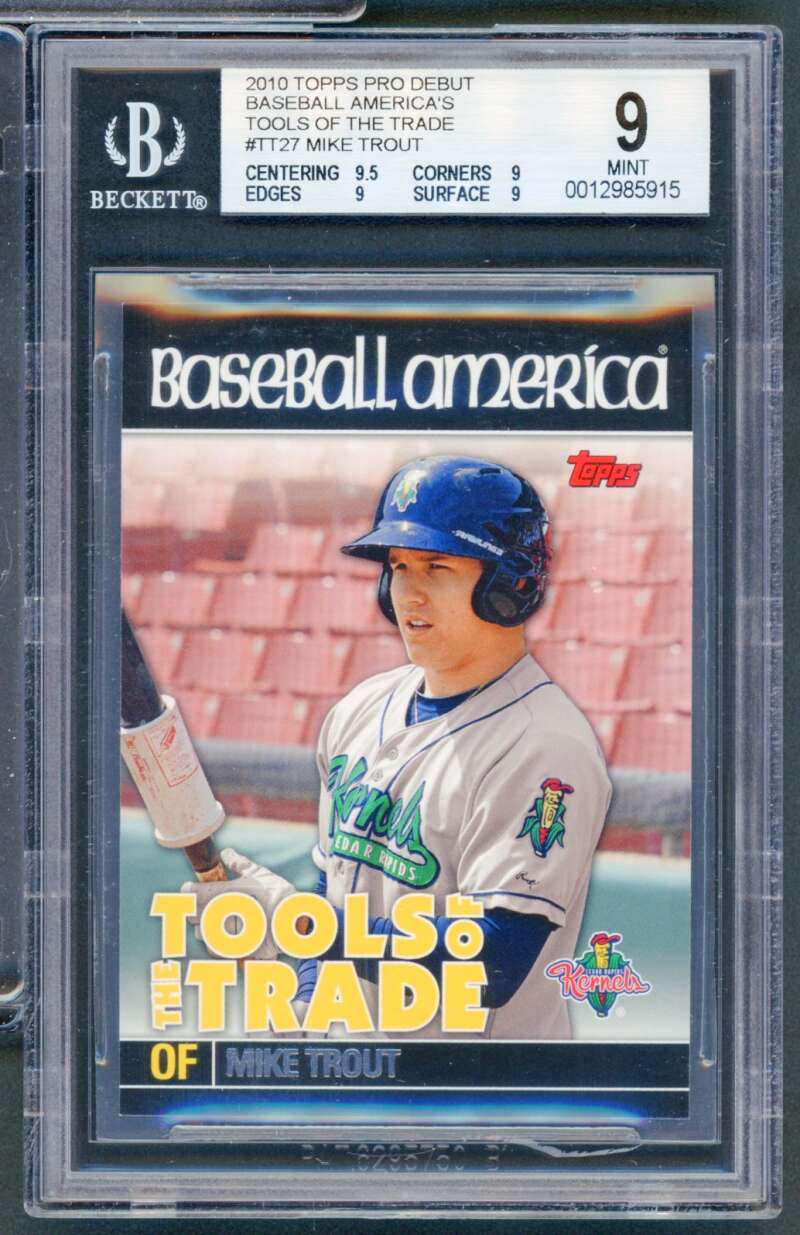 Mike Trout Rookie Card 2010 Topps Pro Debut Tools Of The Trade #TT27 BGS 9 Image 1