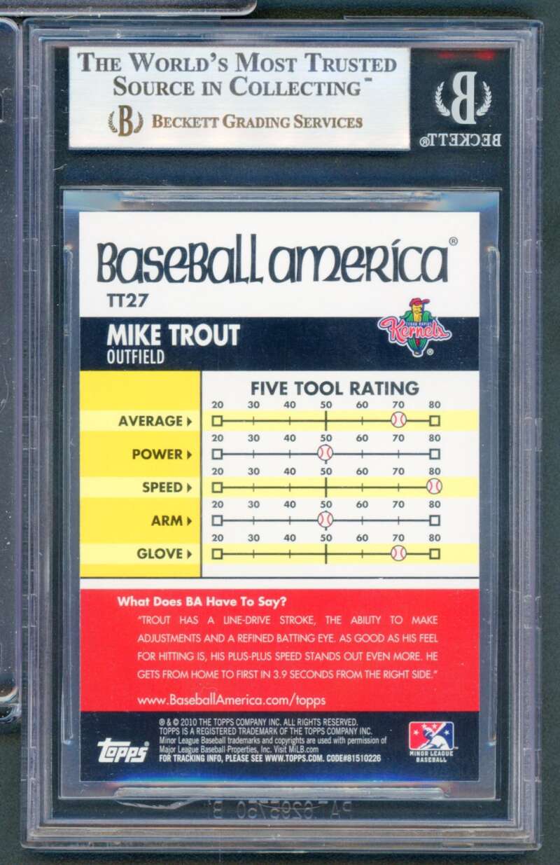 Mike Trout Rookie Card 2010 Topps Pro Debut Tools Of The Trade #TT27 BGS 9 Image 2