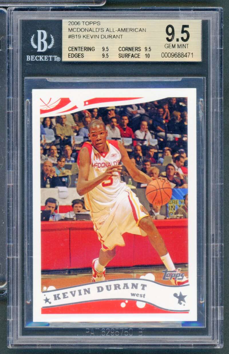 Kevin Durant Rookie Card 2006-07 Topps McDonald's All-American #B19 BGS 9.5 Image 1