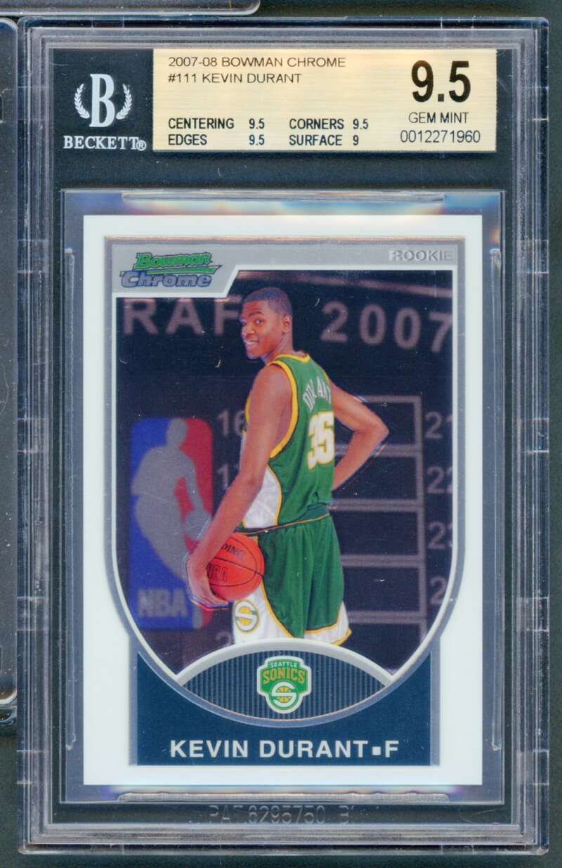 Kevin Durant Rookie Card 2007-08 Bowman Chrome #111 BGS 9.5 Image 1