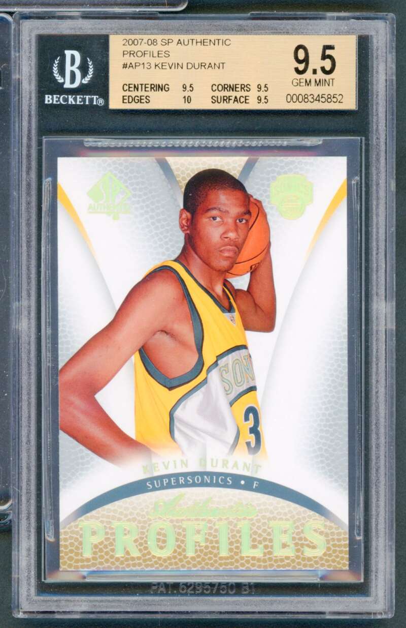 Kevin Durant Rookie Card 2007-08 SP Authentic Profiles #AP-13 BGS 9.5 Image 1