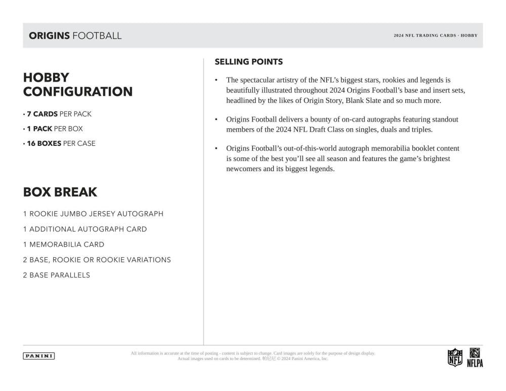 2024 Panini Origins Football Hobby Box Image 6