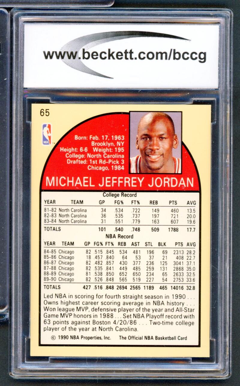 1990-91 Hoops #65 Michael Jordan Card BCCG 10 Mint+ Image 2