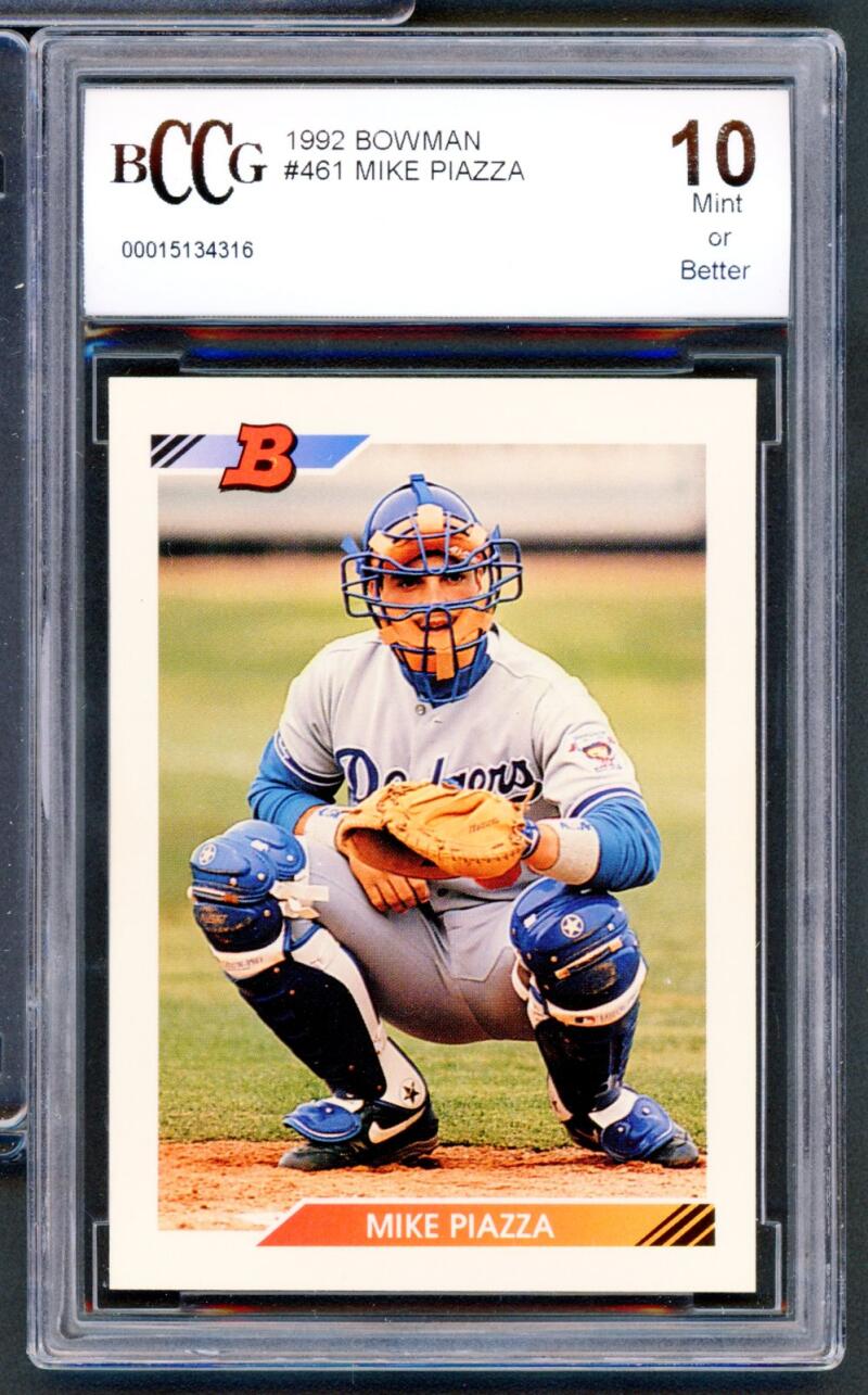 1992 Bowman #461 Mike Piazza Rookie Card BGS BCCG 10 Mint+ Image 1