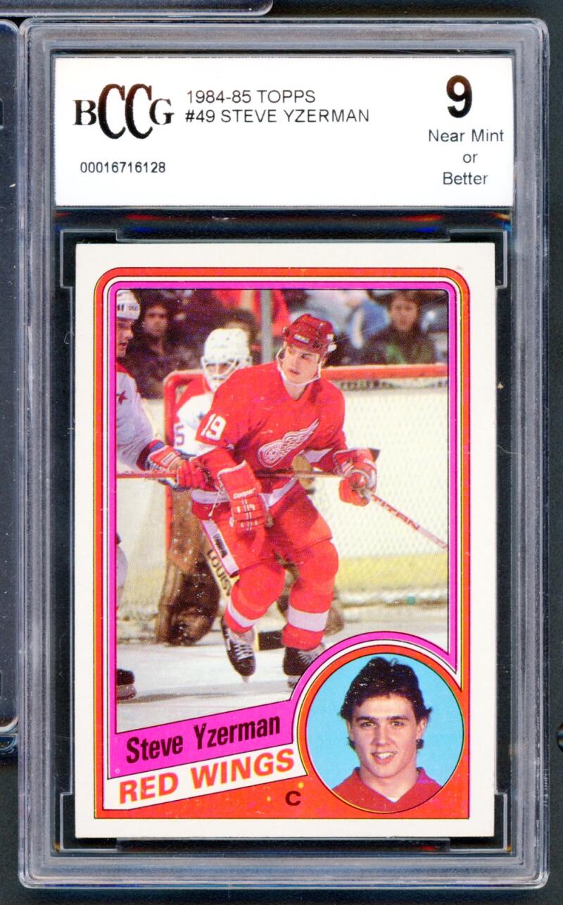 1984-85 Topps #49 Steve Yzerman Rookie Card BGS BCCG 9 Near Mint+ Image 1