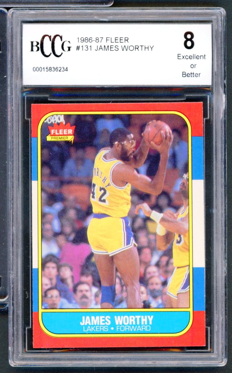 1986-87 Fleer #131 James Worthy Rookie Card BGS BCCG 8 Excellent+ Image 1
