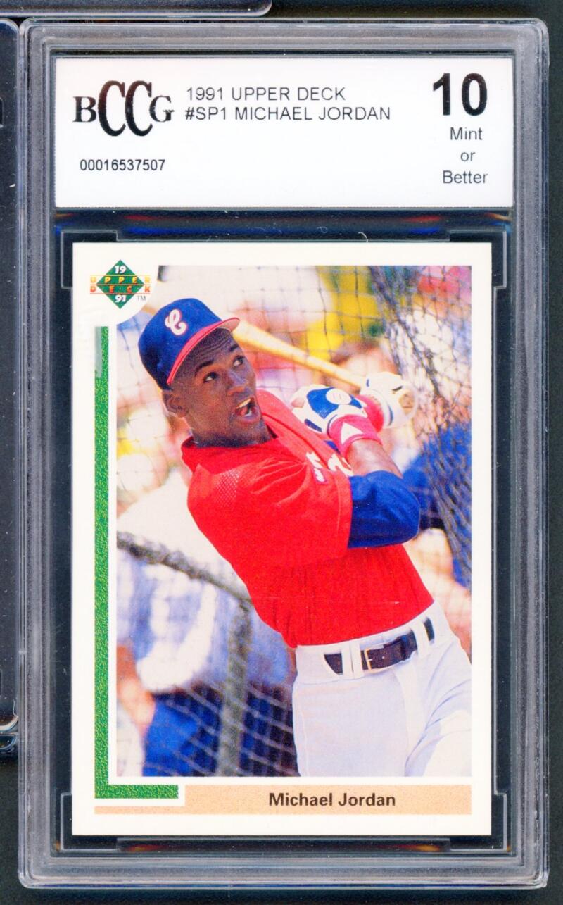 1991 Upper Deck #sp1 Michael Jordan Baseball Rookie Card BGS BCCG 10 Mint+ Image 1
