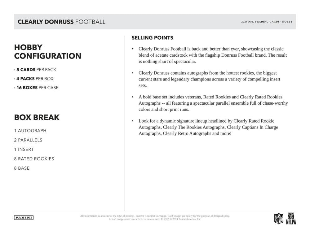 2024 Panini Clearly Donruss Football Hobby Box Image 4