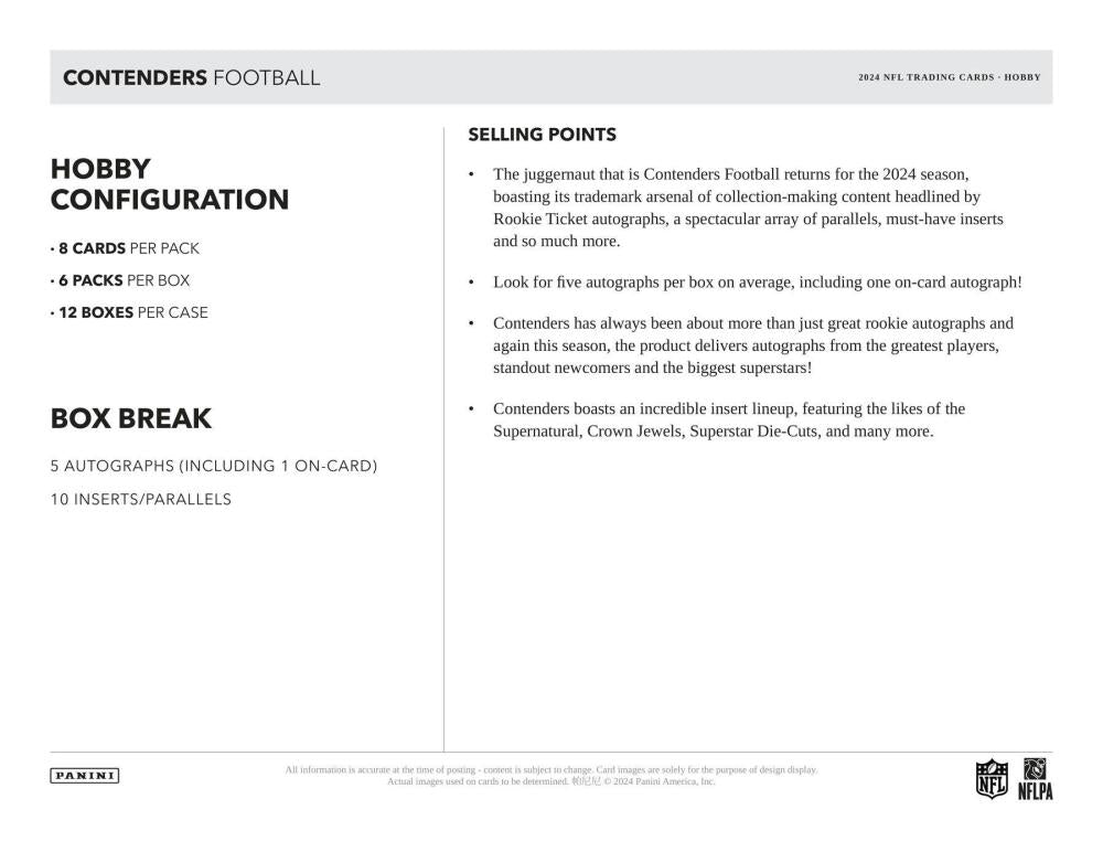 2024 Panini Contenders Football Hobby Box Image 6