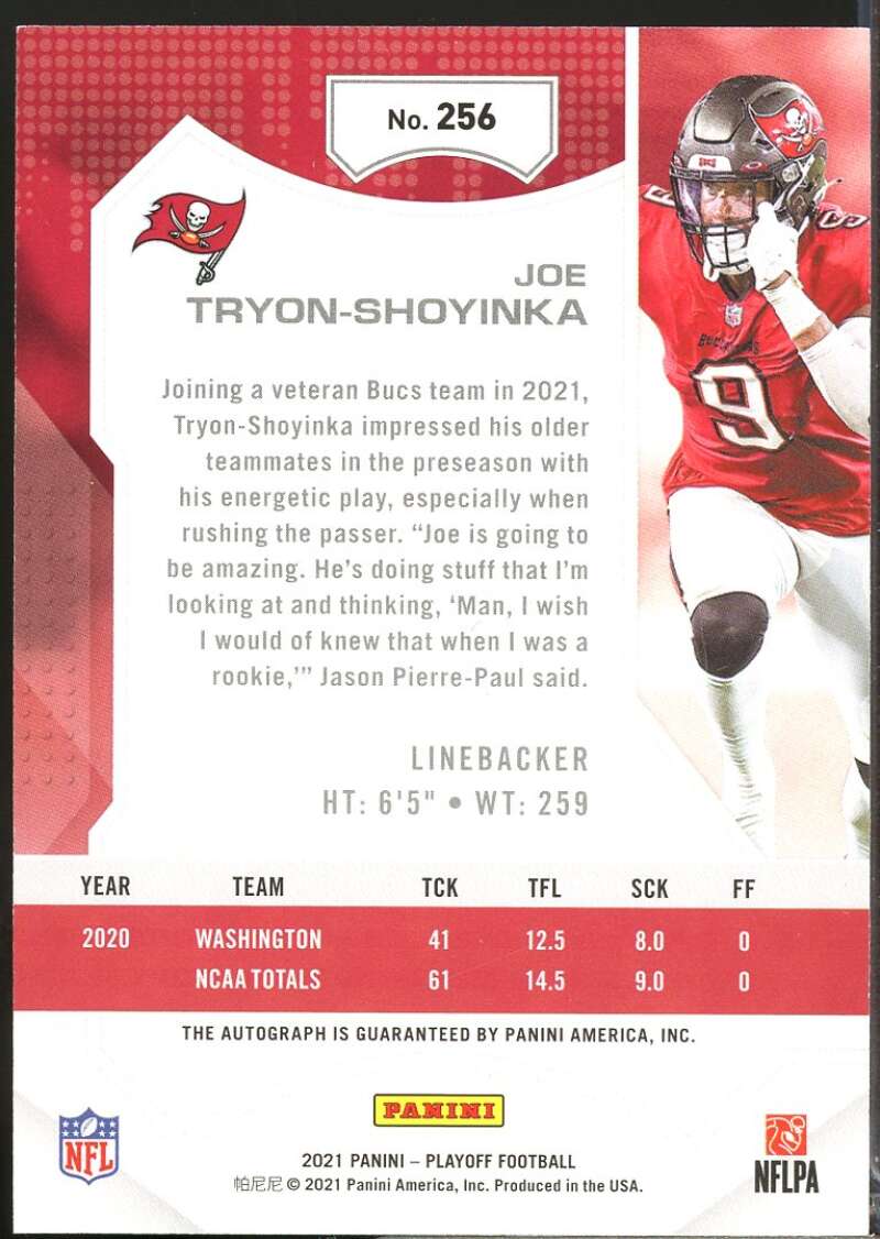 Joe Tryon-Shoyinka Card 2021 Playoff Rookies Autographs Red Zone #256  Image 2