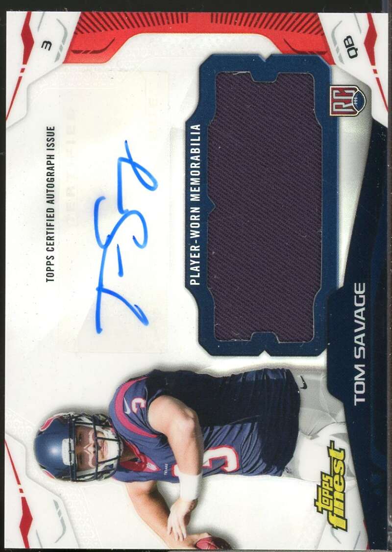 Tom Savage Card 2014 Finest Rookie Jumbo Jersey Autographs Refractors #AJRTS  Image 1
