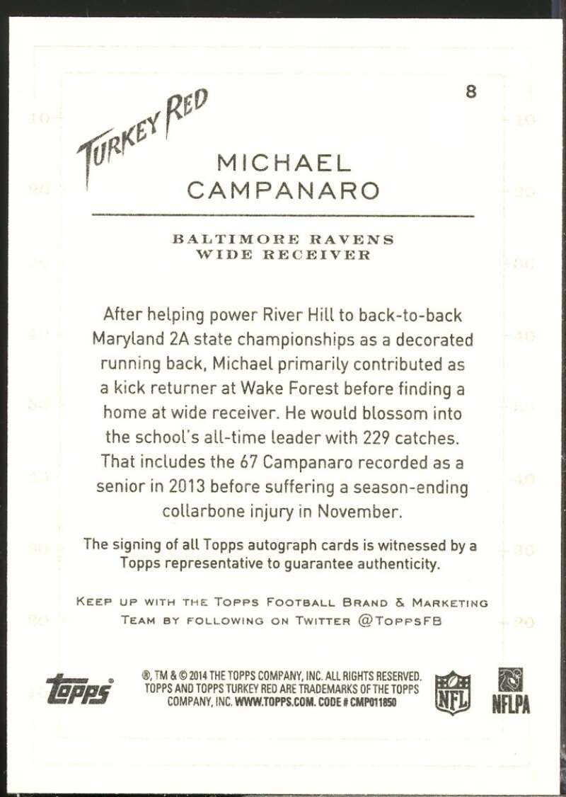 Michael Campanaro Card 2014 Topps Turkey Red Rookie Autographs #8  Image 2