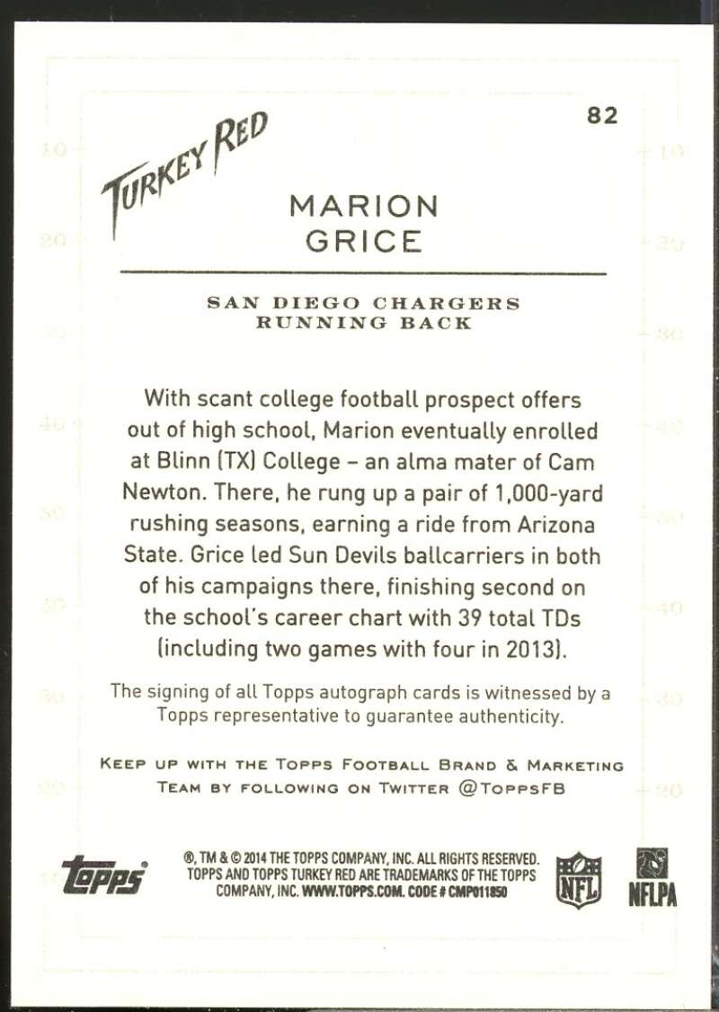 Marion Grice Card 2014 Topps Turkey Red Rookie Autographs #82  Image 2