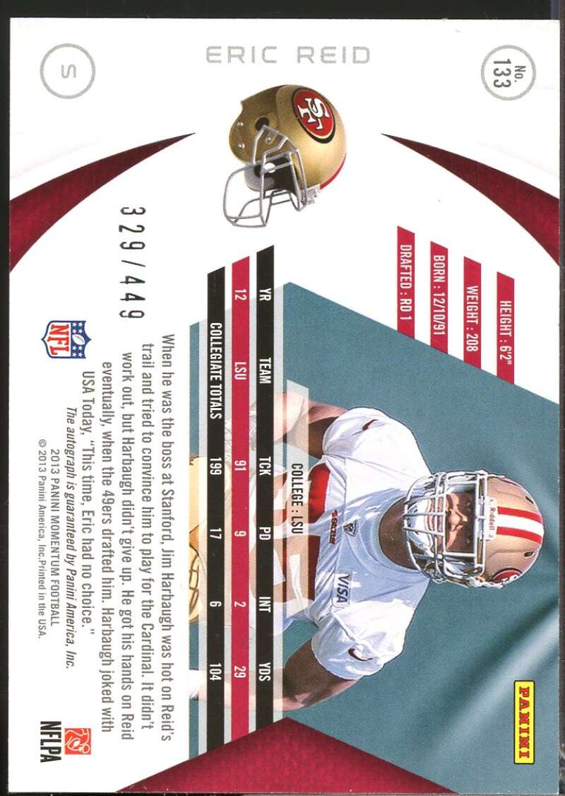 Eric Reid /449 Card 2013 Momentum Rookie Signatures Autograph #133  Image 2