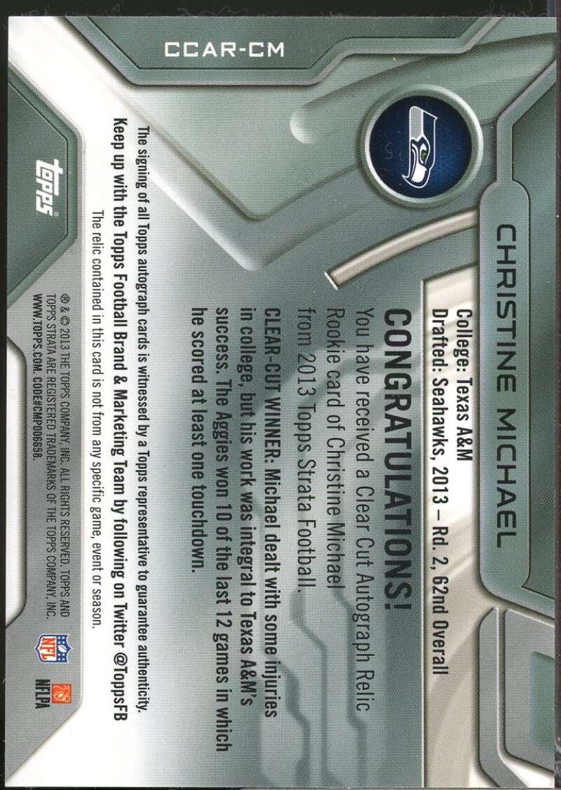 Christine Michael 2013 Topps Strata Clear Cut Rookie Relic Autographs #CCARCM  Image 2