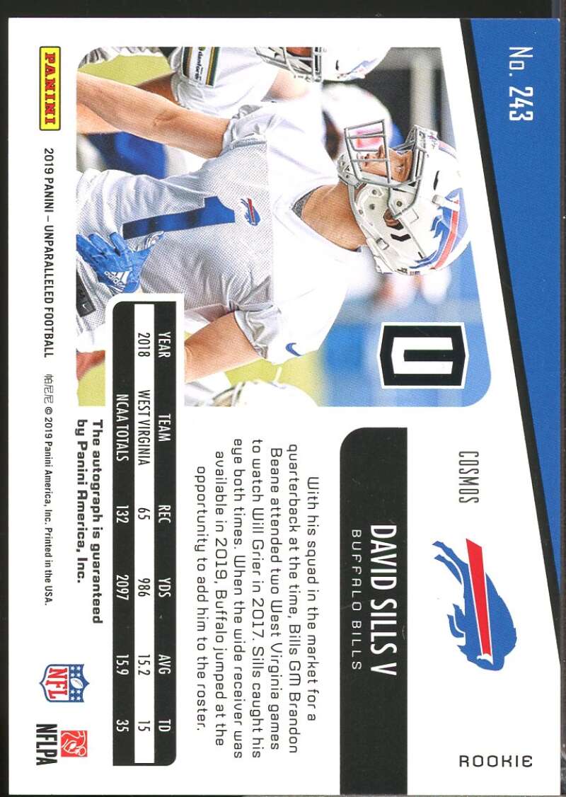 David Sills V Card 2019 Panini Unparalleled Rookie Autographs Cosmos #243  Image 2