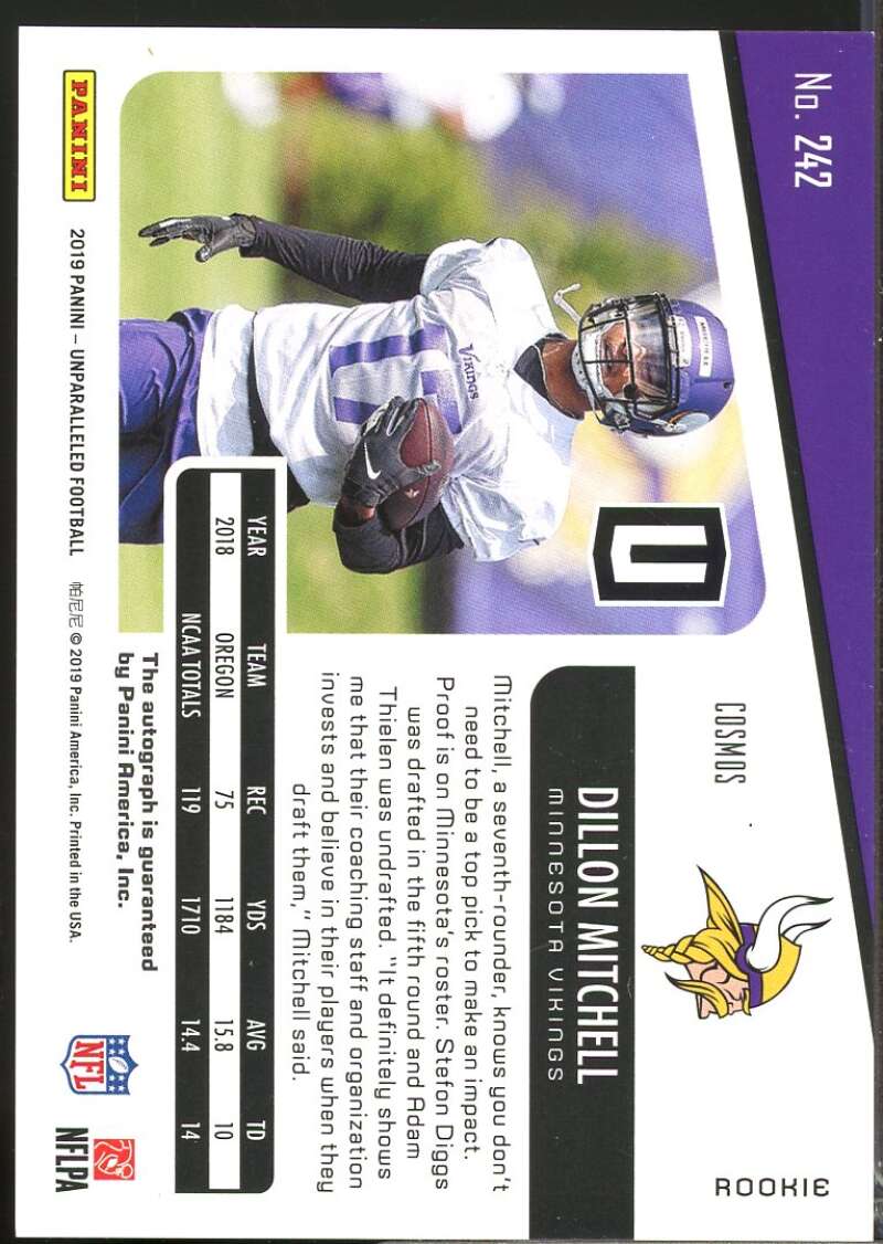 Dillon Mitchell Card 2019 Panini Unparalleled Rookie Autographs Cosmos #242  Image 2