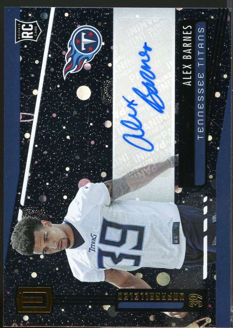 Alex Barnes Card 2019 Panini Unparalleled Rookie Autographs Cosmos #271  Image 1