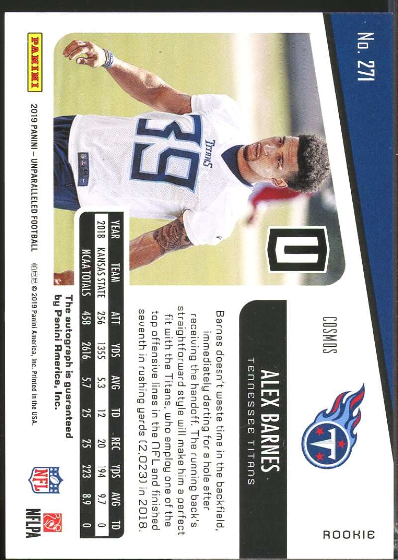 Alex Barnes Card 2019 Panini Unparalleled Rookie Autographs Cosmos #271  Image 2