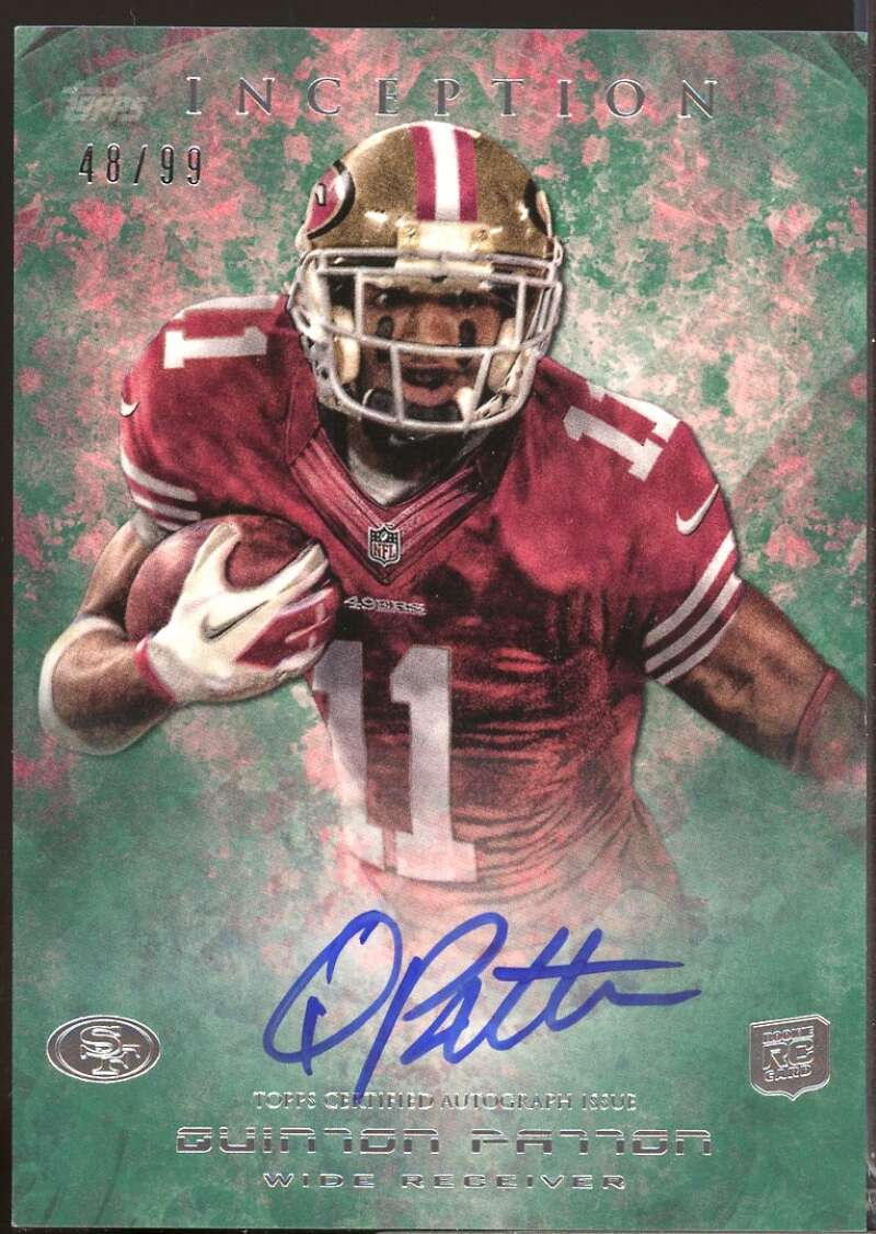 Quinton Patton Card 2013 Topps Inception Rookie Autograph Green #111  Image 1