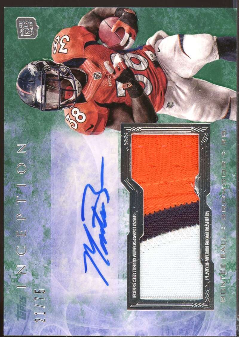 Montee Ball 2013 Topps Inception Rookie Jumbo Patch Autographs Green #IAJPMBA  Image 1