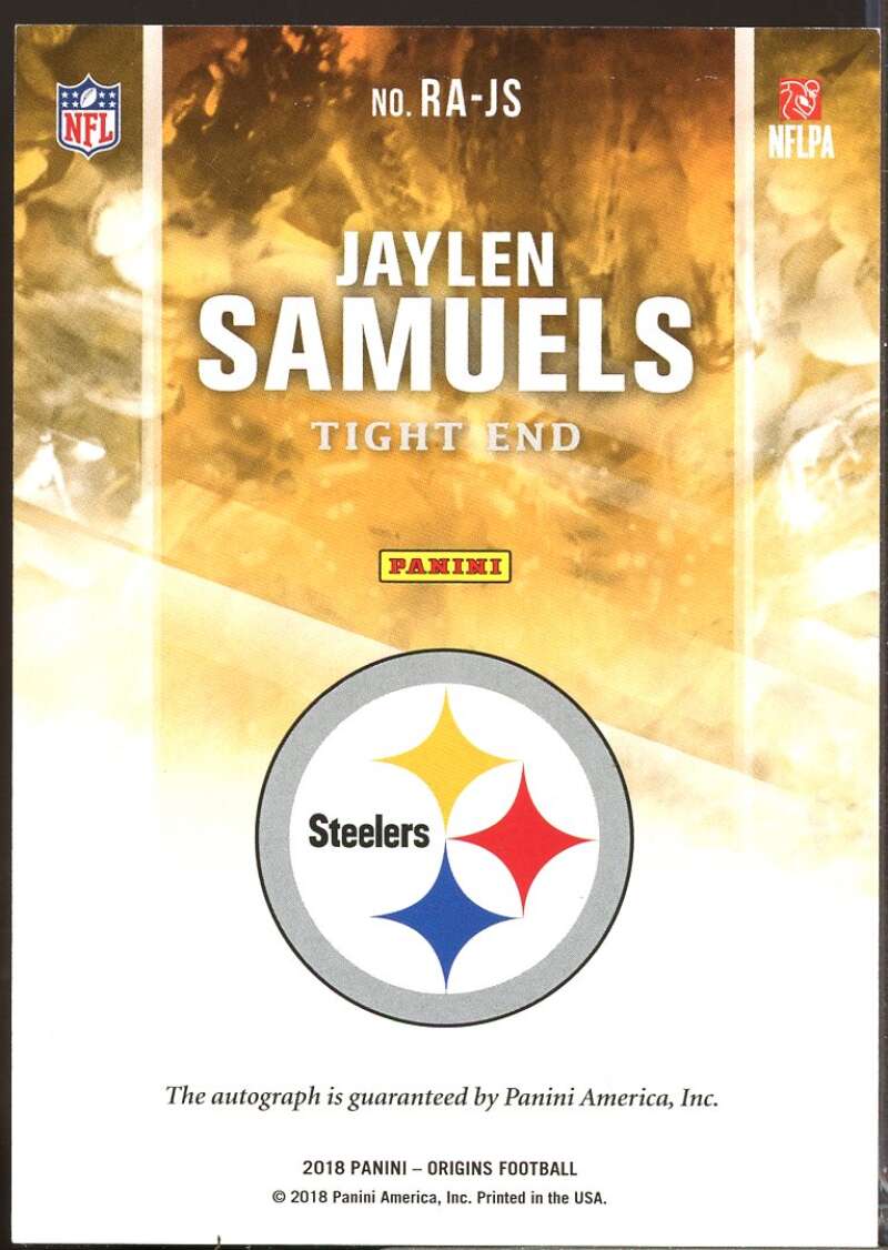 Jaylen Samuels /49 Card 2018 Panini Origins Rookie Autograph Blue #31  Image 2