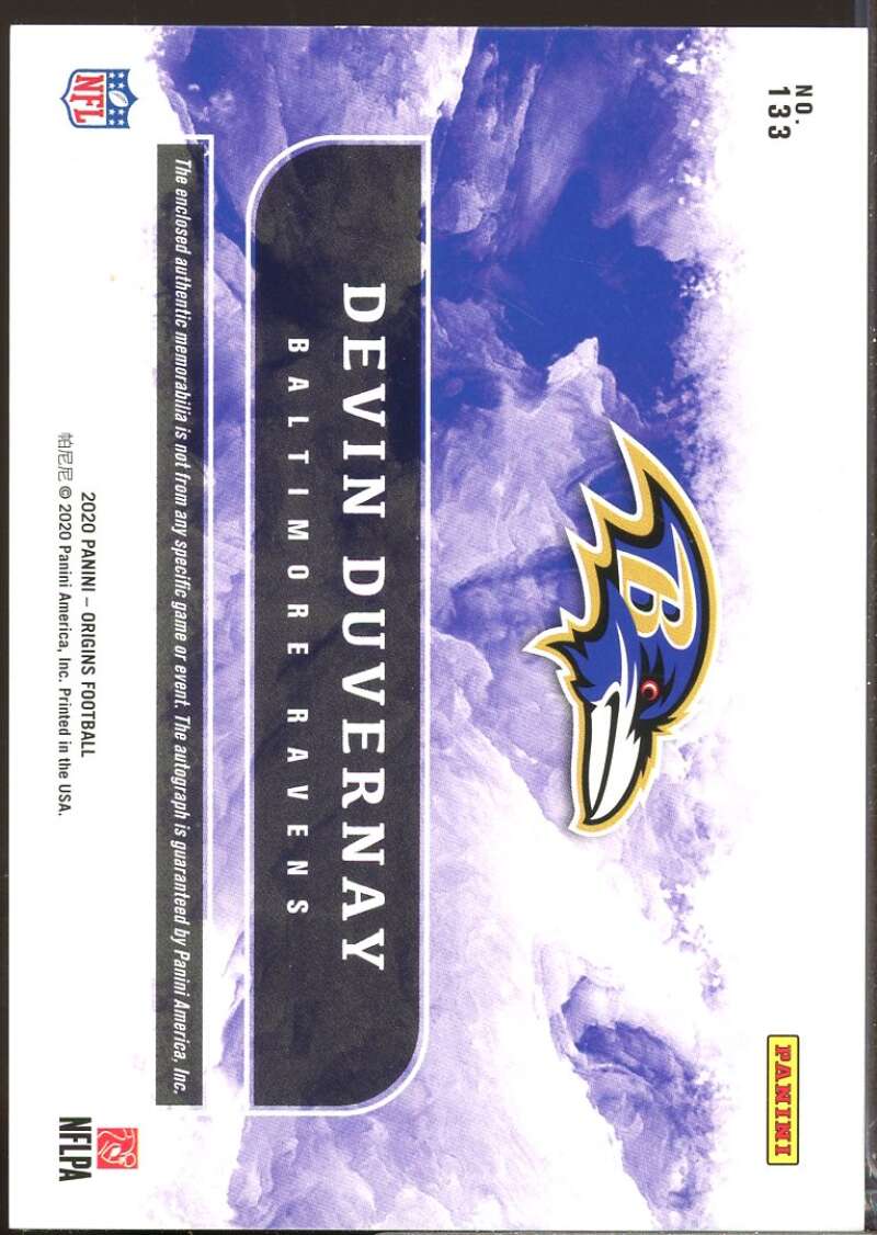 Devin Duvernay RC Card 2020 Panini Origins Rookie Jersey Autograph #133  Image 2