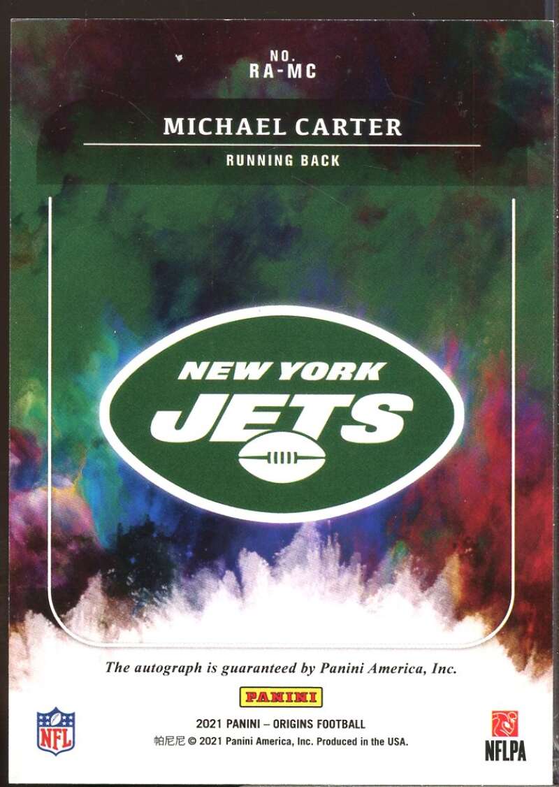 Michael Carter Card 2021 Panini Origins Rookie Autographs #18  Image 2