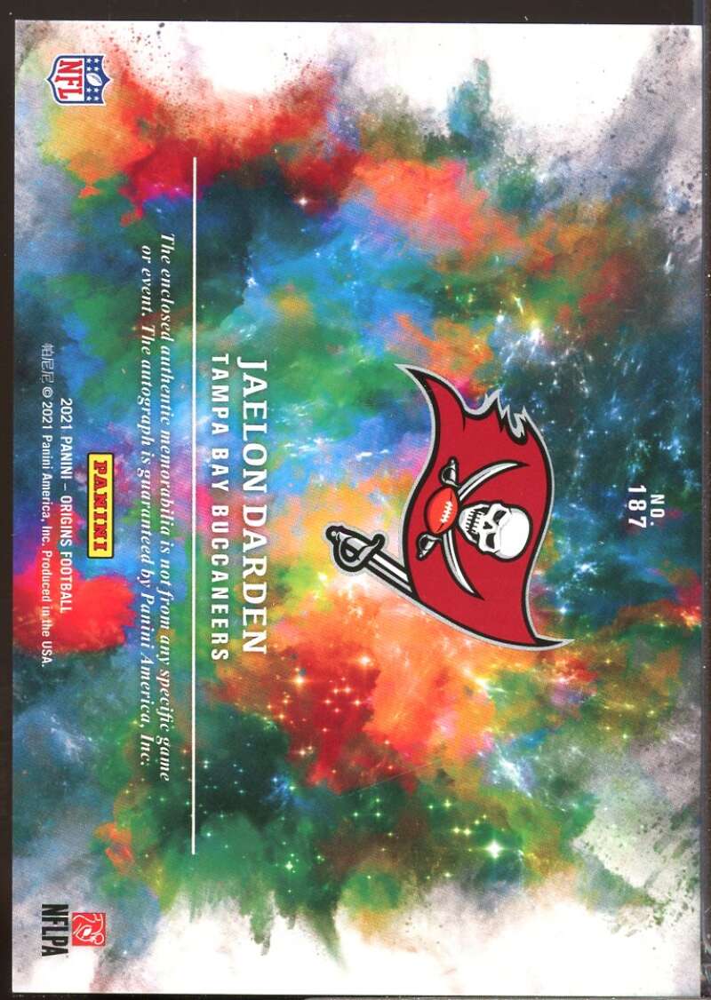 Jaelon Darden Card 2021 Panini Origins Rookie Jersey Autograph #187  Image 2