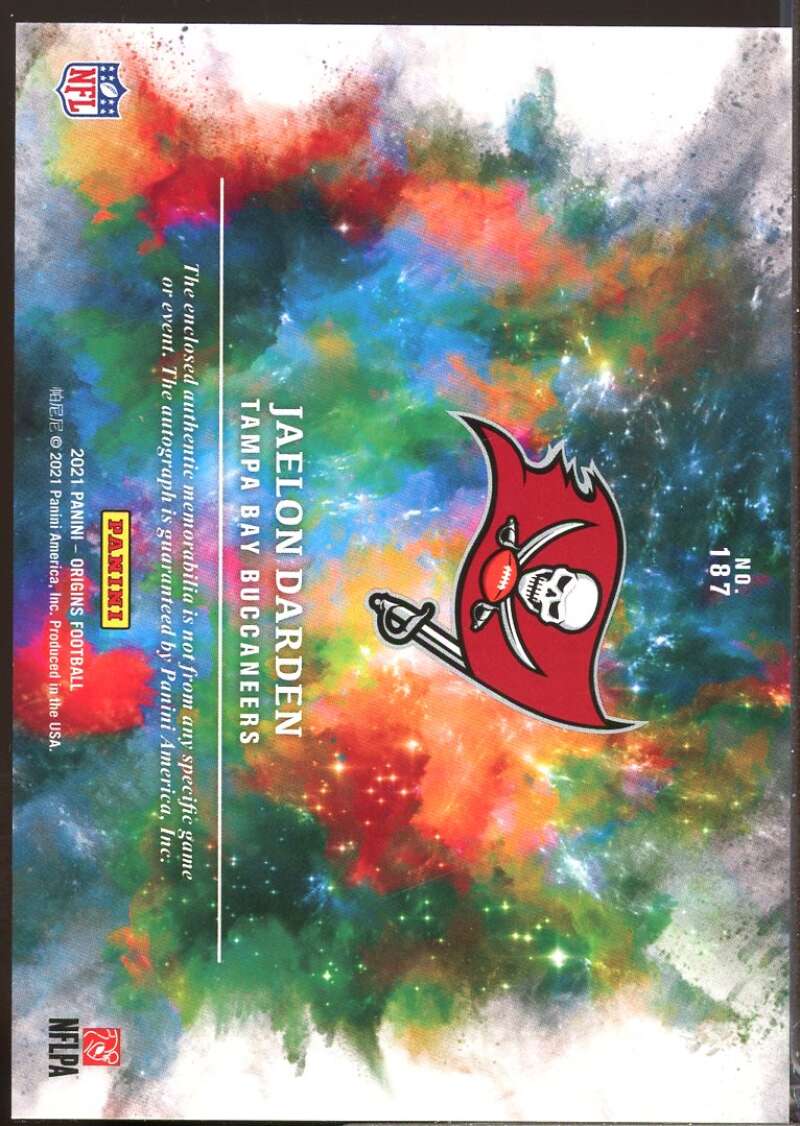 Jaelon Darden Card 2021 Panini Origins Rookie Jersey Autograph #187  Image 2