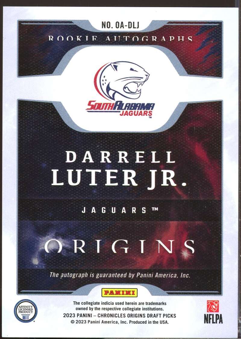 Darrell Luter Jr. 2023 Panini Chronicles Draft Origins Rookie Autograph Red #42  Image 2