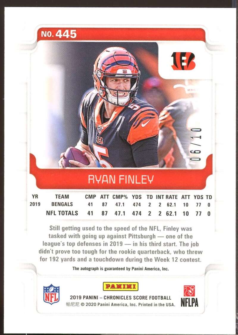 Ryan Finley Card 2019 Score Rookie Autographs First Down #445  Image 2