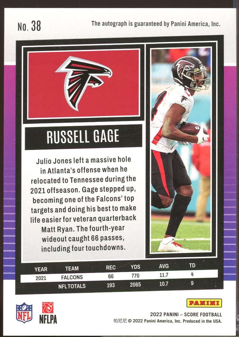Russell Gage Card 2022 Score Autograph Signatures #38  Image 2