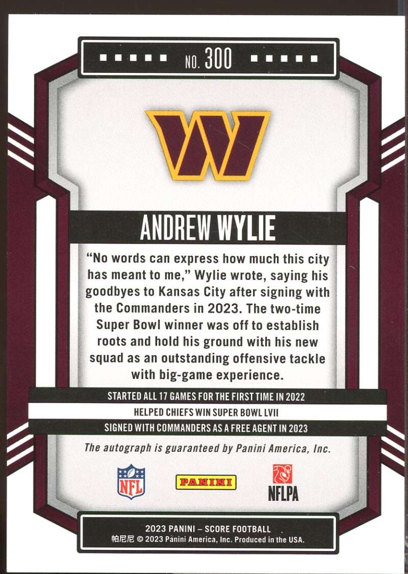 Andrew Wylie Card 2023 Score Autograph Signatures #300  Image 2