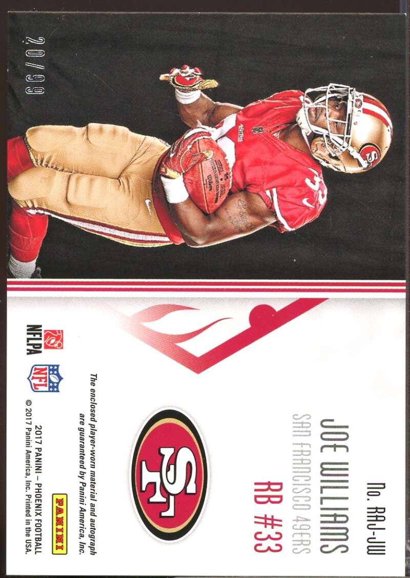 Joe Williams /99 Card 2017 Panini Phoenix Rookie Jersey Autographs #33  Image 2