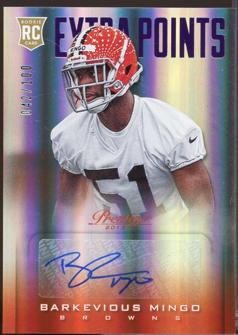 Barkevious Mingo Card 2013 Prestige Extra Points Purple Rookie Autographs #208  Image 1