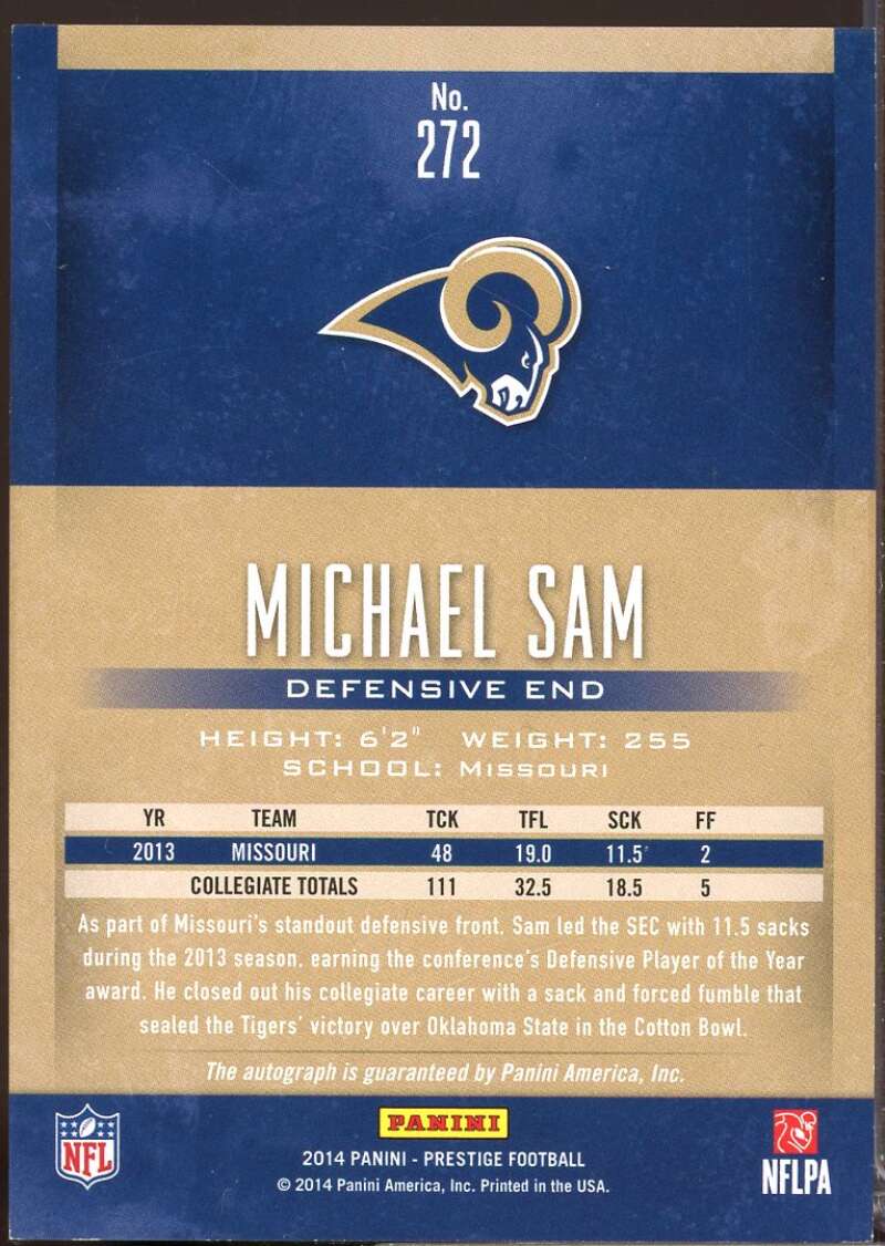 Michael Sam /50 Card 2014 Prestige Extra Points Gold Rookie Autographs #272  Image 2