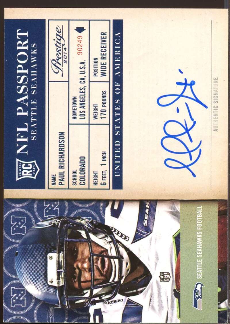 Paul Richardson Card 2014 Prestige NFL Passport Rookie Autograph #18  Image 1