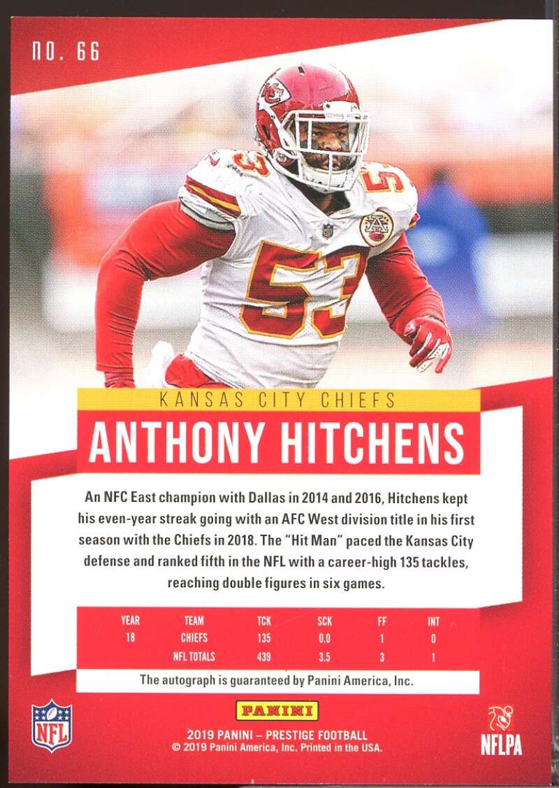 Anthony Hitchens Card 2019 Prestige Xtra Points Autograph Signatures #66  Image 2