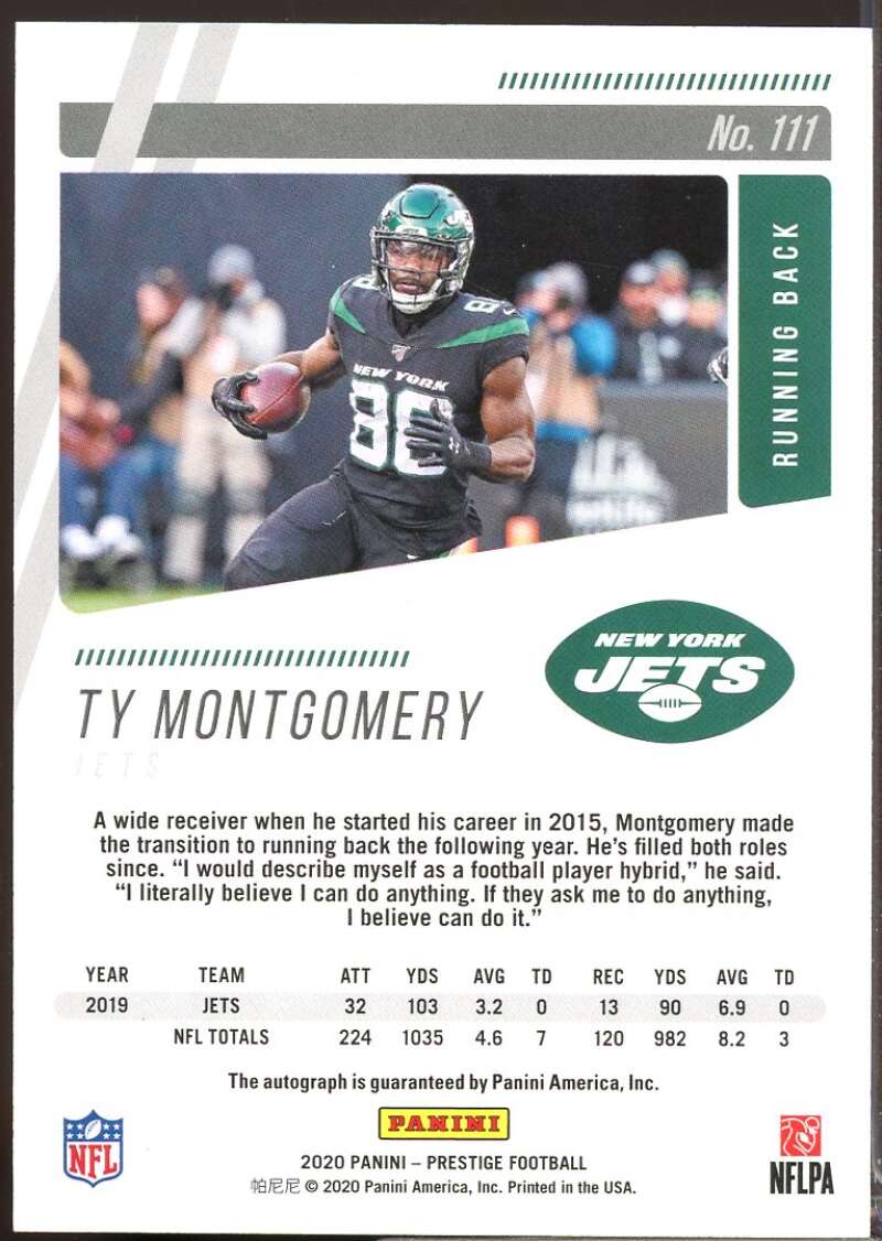 Ty Montgomery Card 2020 Prestige Xtra Points Autograph Signatures Green #111  Image 2