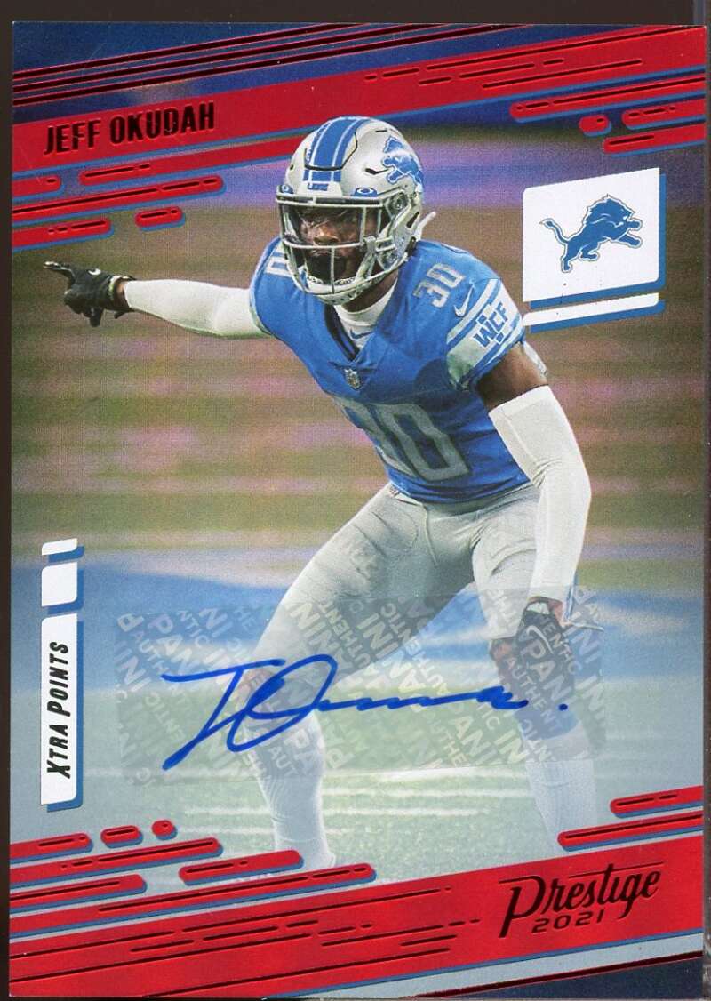 Jeff Okudah Card 2021 Prestige Xtra Points Autograph Signatures Premium Red #56  Image 1