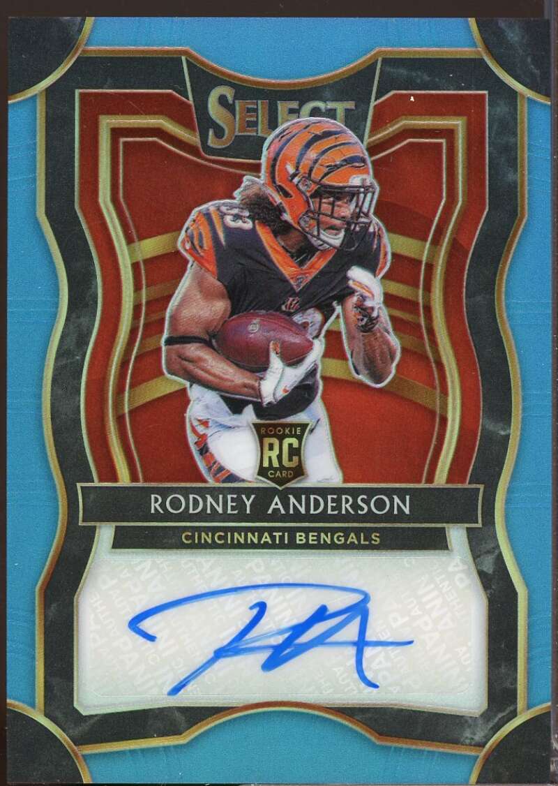 Rodney Anderson /49 Card 2019 Select Rookie Autograph Prizm Light Blue #38  Image 1