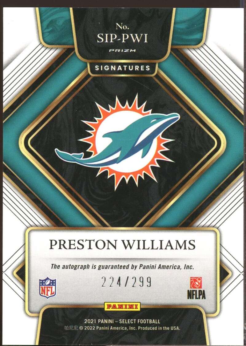 Preston Williams /299 Card 2021 Select Autograph Prizm #29  Image 2