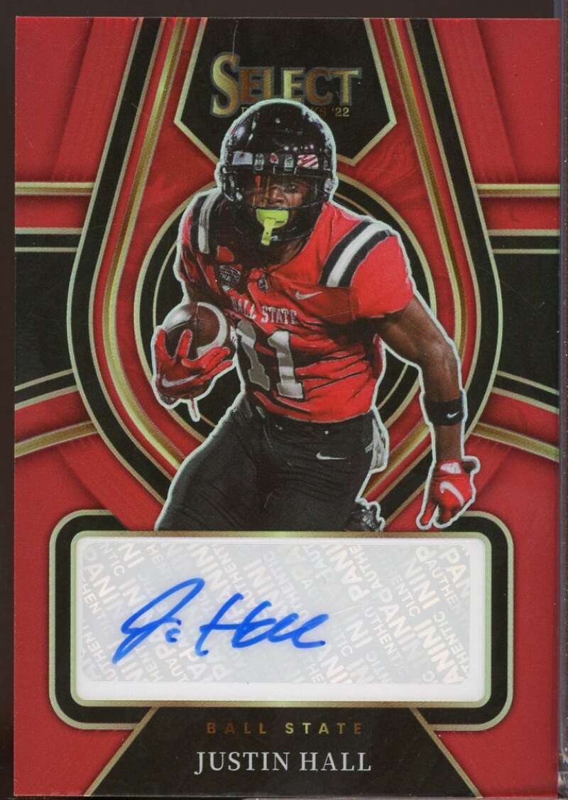 Justin Hall Card 2022 Select Draft Picks Rookie Signatures Prizms Red #91  Image 1